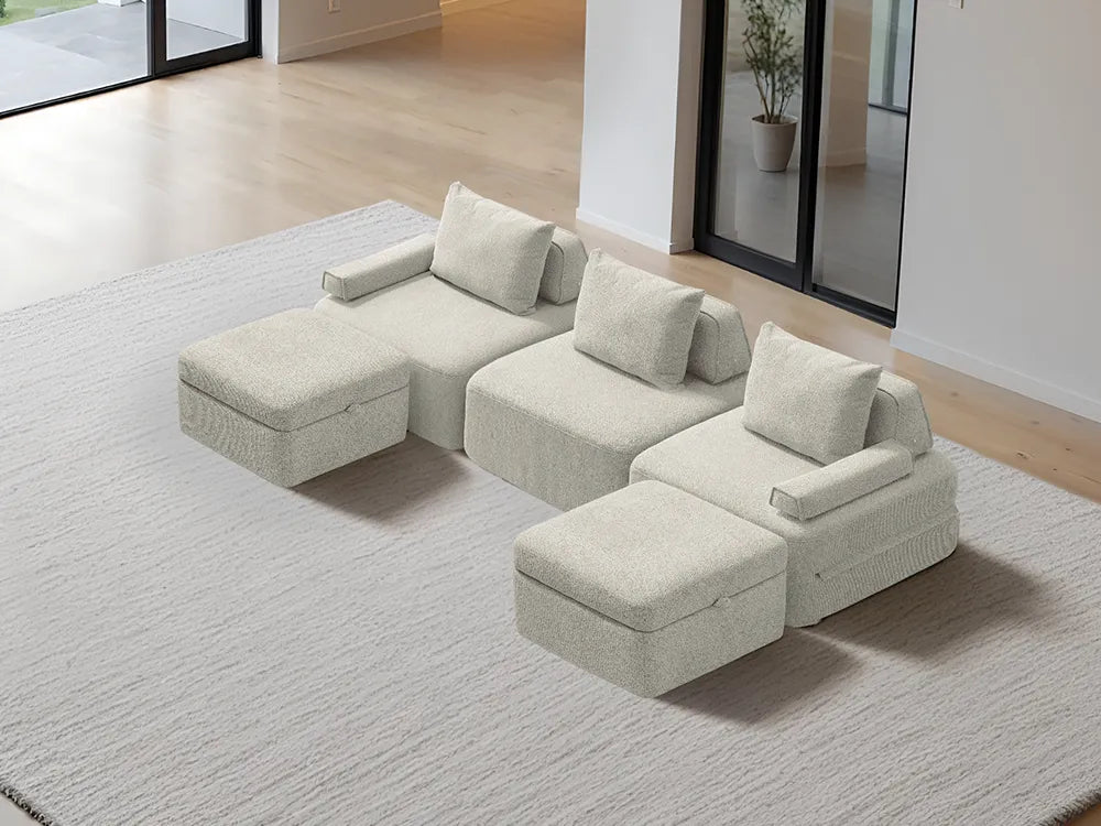 Cushie Modular 3-Seater U-Shaped Chaise (3.05m) - Cream