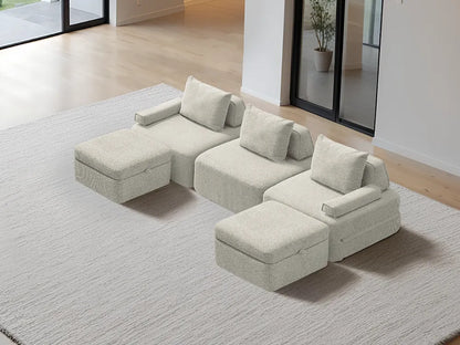 Cushie Modular 3-Seater U-Shaped Chaise (3.05m) - Cream