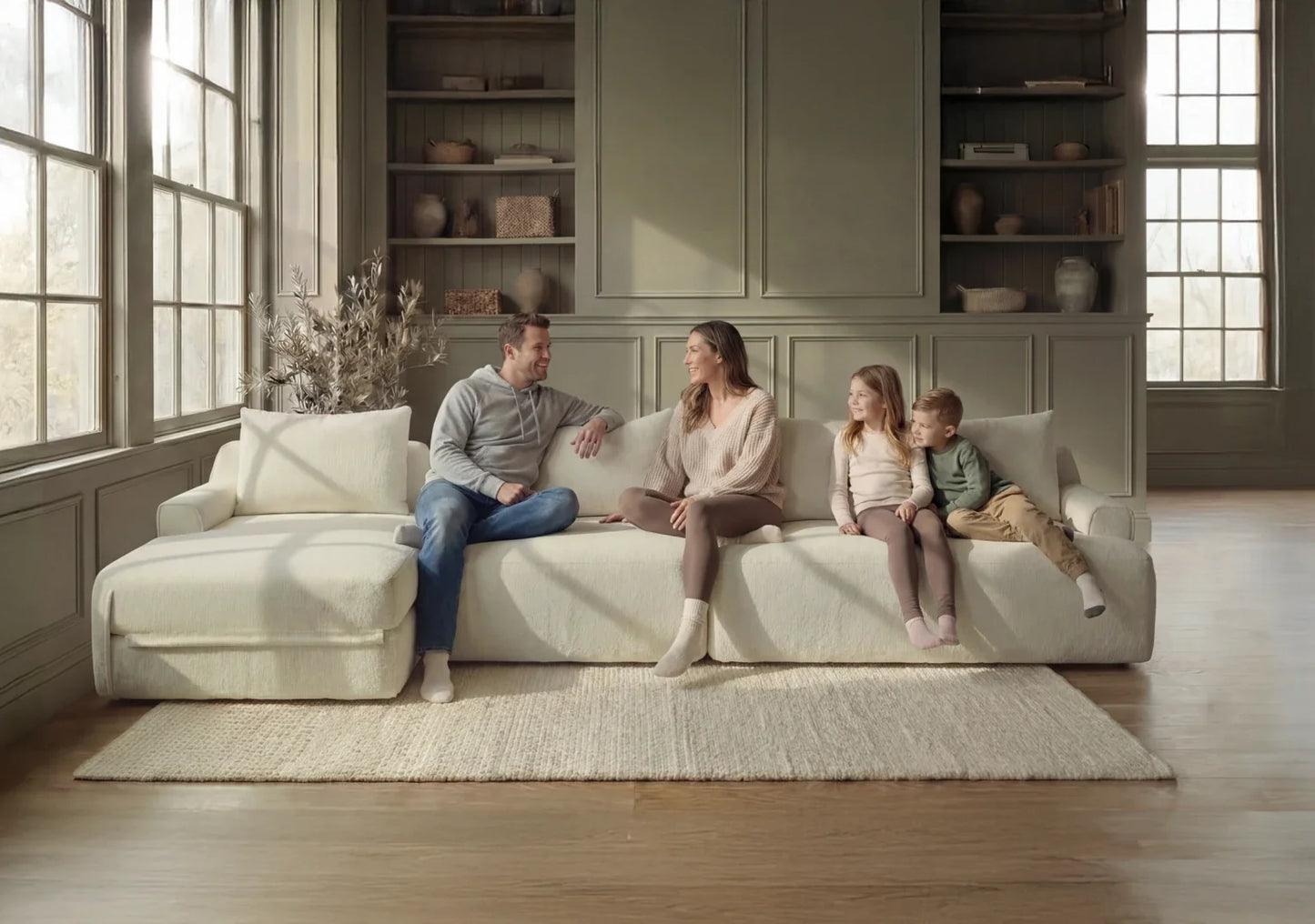 Cushie Modular 4-Seater Chaise (3.51m) - Cream