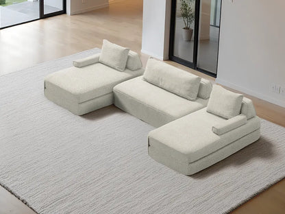 Cushie Modular 4-Seater U-Shaped Double Chaise (3.47m) - Cream