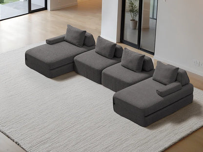 Cushie Modular 4-Seater U-Shaped Double Chaise (3.96m) - Charcoal