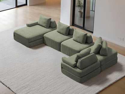 Cushie Modular 5-Seater U-Shaped Chaise (4.01m) - Sage