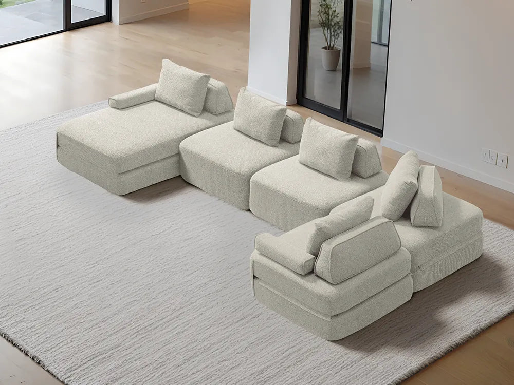 Cushie Modular 5-Seater U-Shaped Chaise (4.01m) - Cream