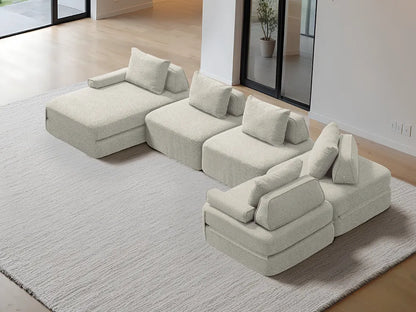 Cushie Modular 5-Seater U-Shaped Chaise (4.01m) - Cream