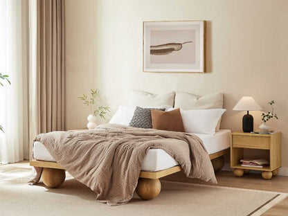 Ballico Timber Bed Base - Light Oak