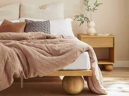 Ballico Timber Bed Base - Light Oak