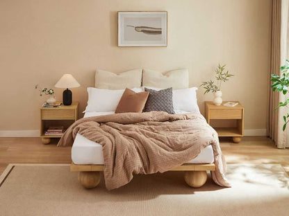 Ballico Timber Bed Base - Light Oak