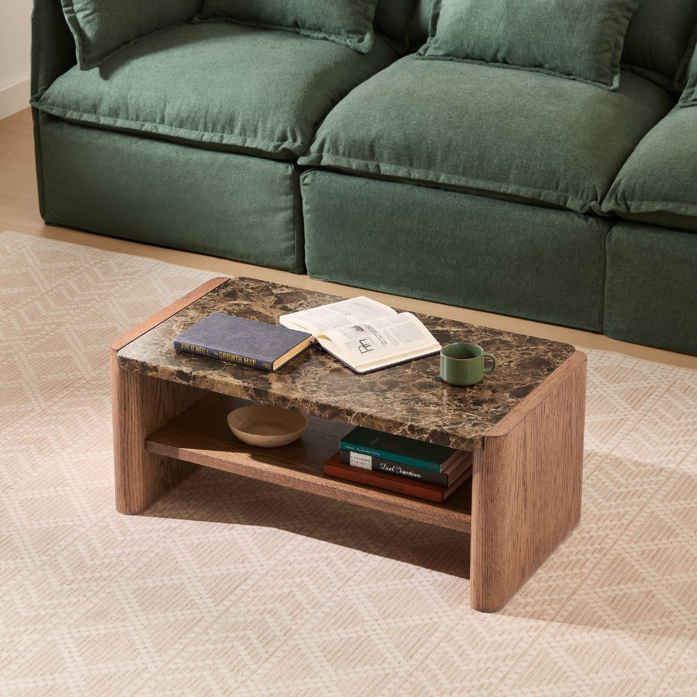 Hank Marble Coffee Table - Walnut