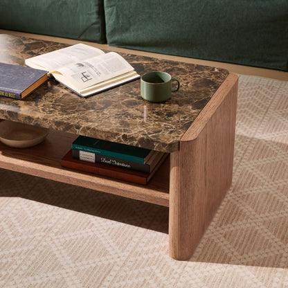Hank Marble Coffee Table - Walnut