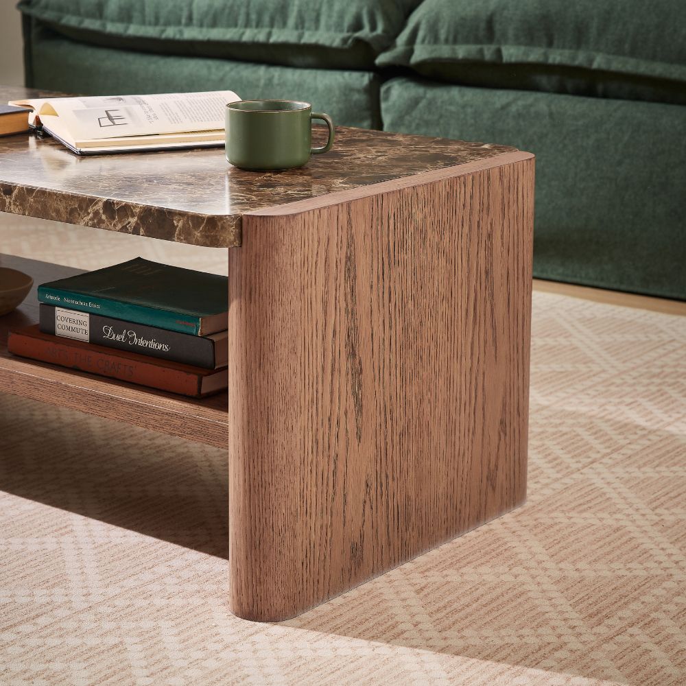Hank Marble Coffee Table - Walnut