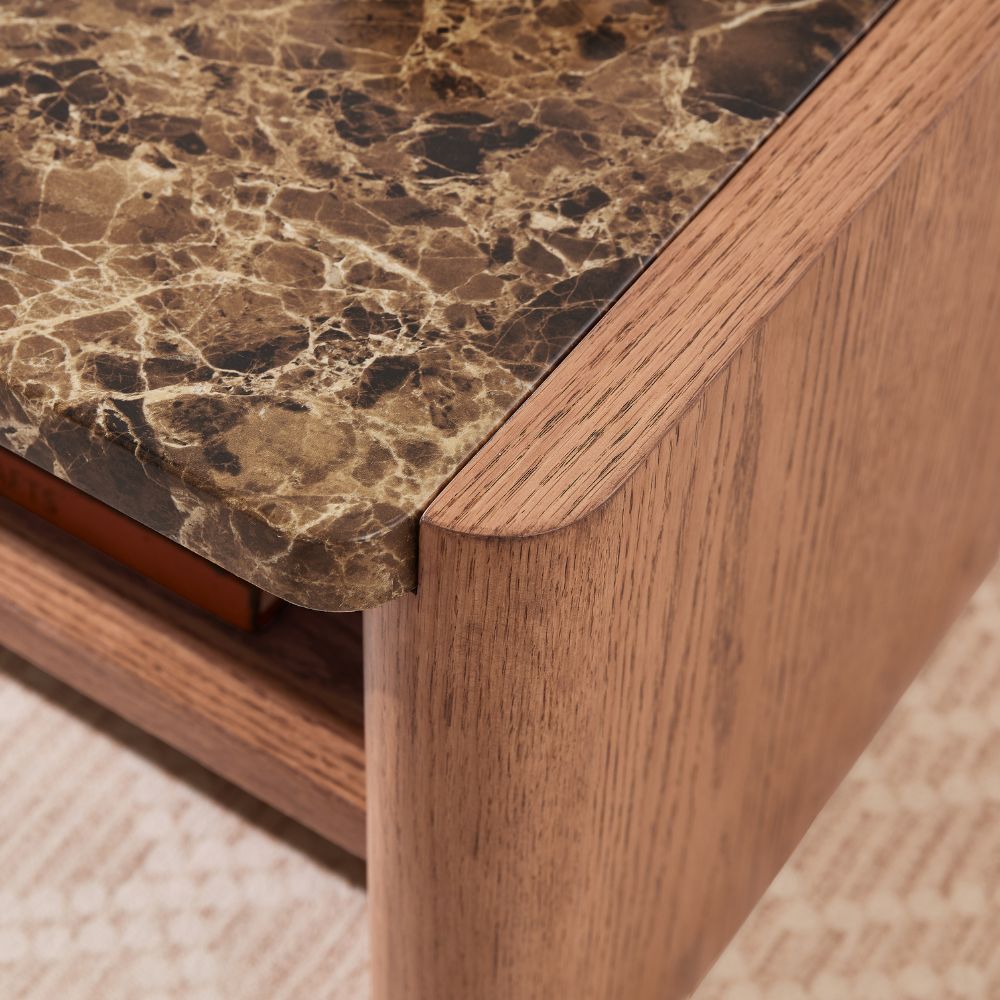 Hank Marble Coffee Table - Walnut