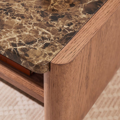 Hank Marble Coffee Table - Walnut