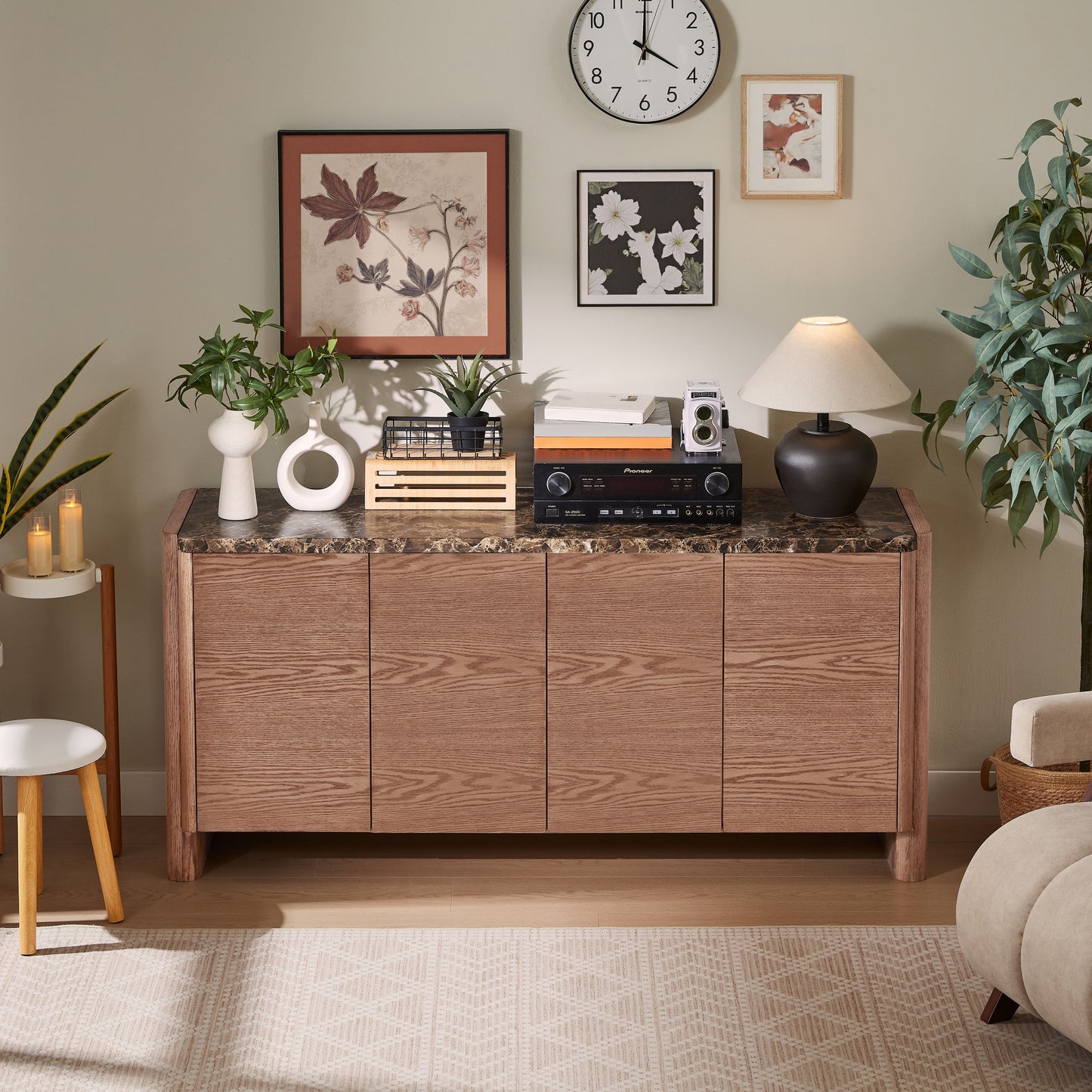 Hank Marble Sideboard - Walnut