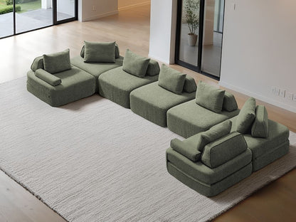 Cushie Modular 7-Seater U-Shaped Chaise (5.08m) - Sage
