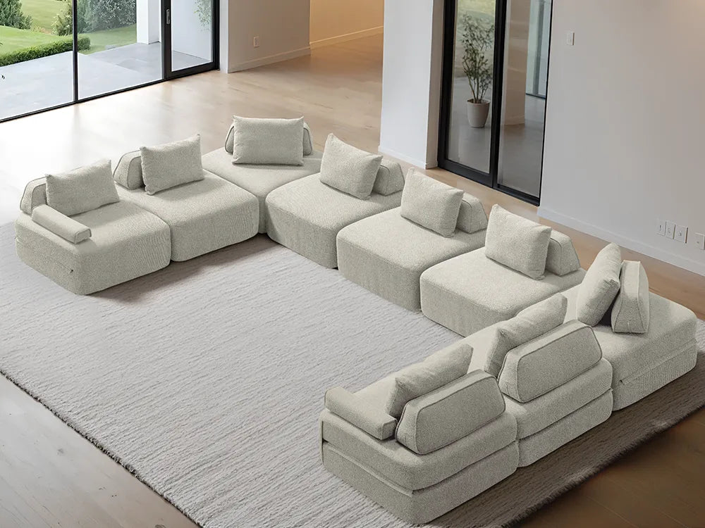 Cushie Modular 9-Seater U-Shaped Chaise (5.08m) - Cream