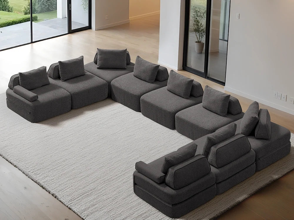 Cushie Modular 9-Seater U-Shaped Chaise (5.08m) - Charcoal